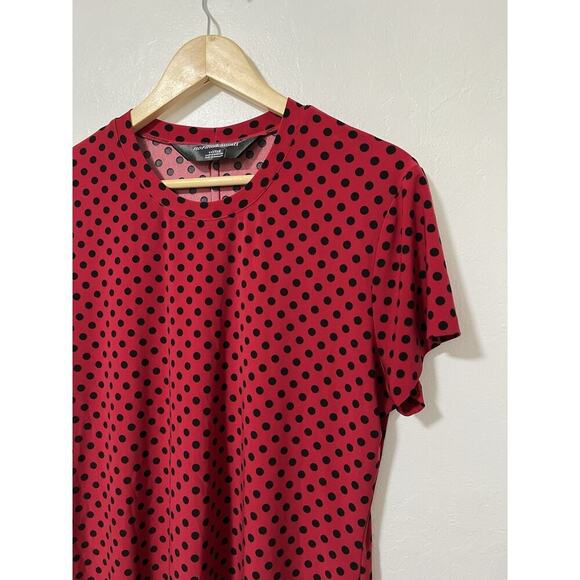 Norma Kamali Womens Jersey Polka Dot Top Size 2XL Red Stretch Retro Office 50s - Picture 3 of 6